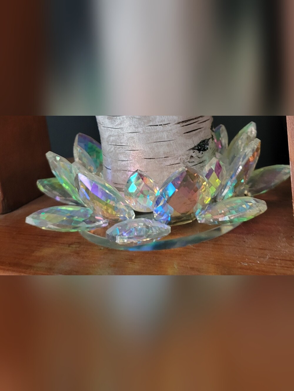 Iridescent Crystal Lotus Candle Holder